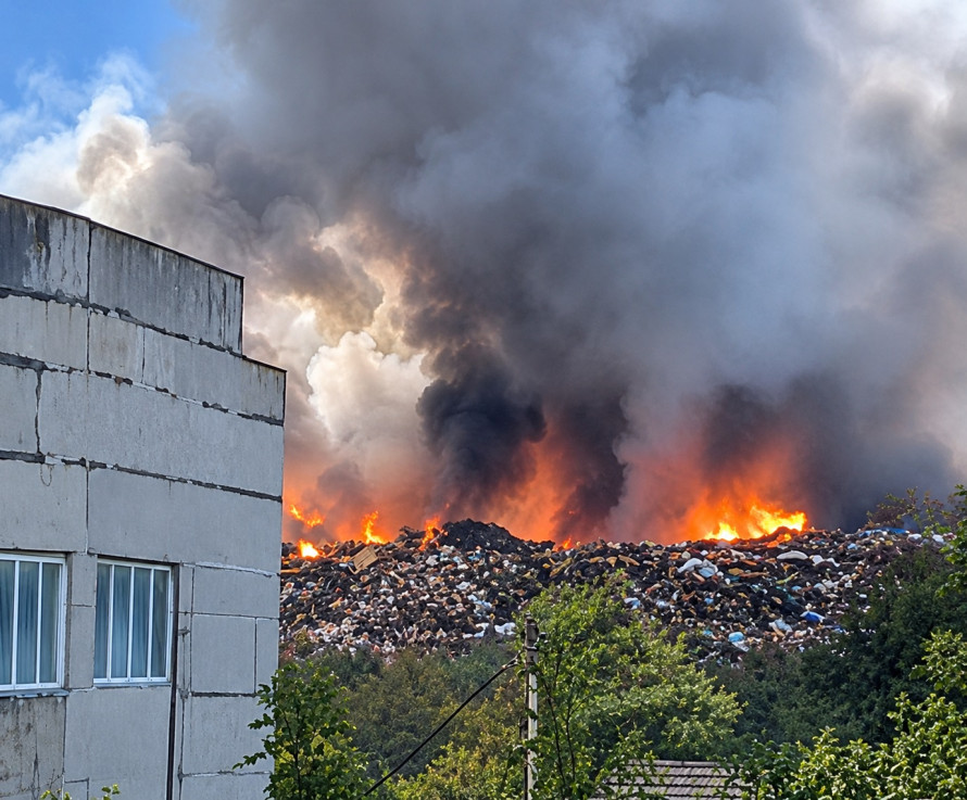 У районі Баглію сталася сильна пожежа – горить сміттєзвалище